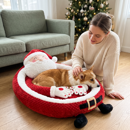 SnuggyClaus™ Santa Hug Dog Bed