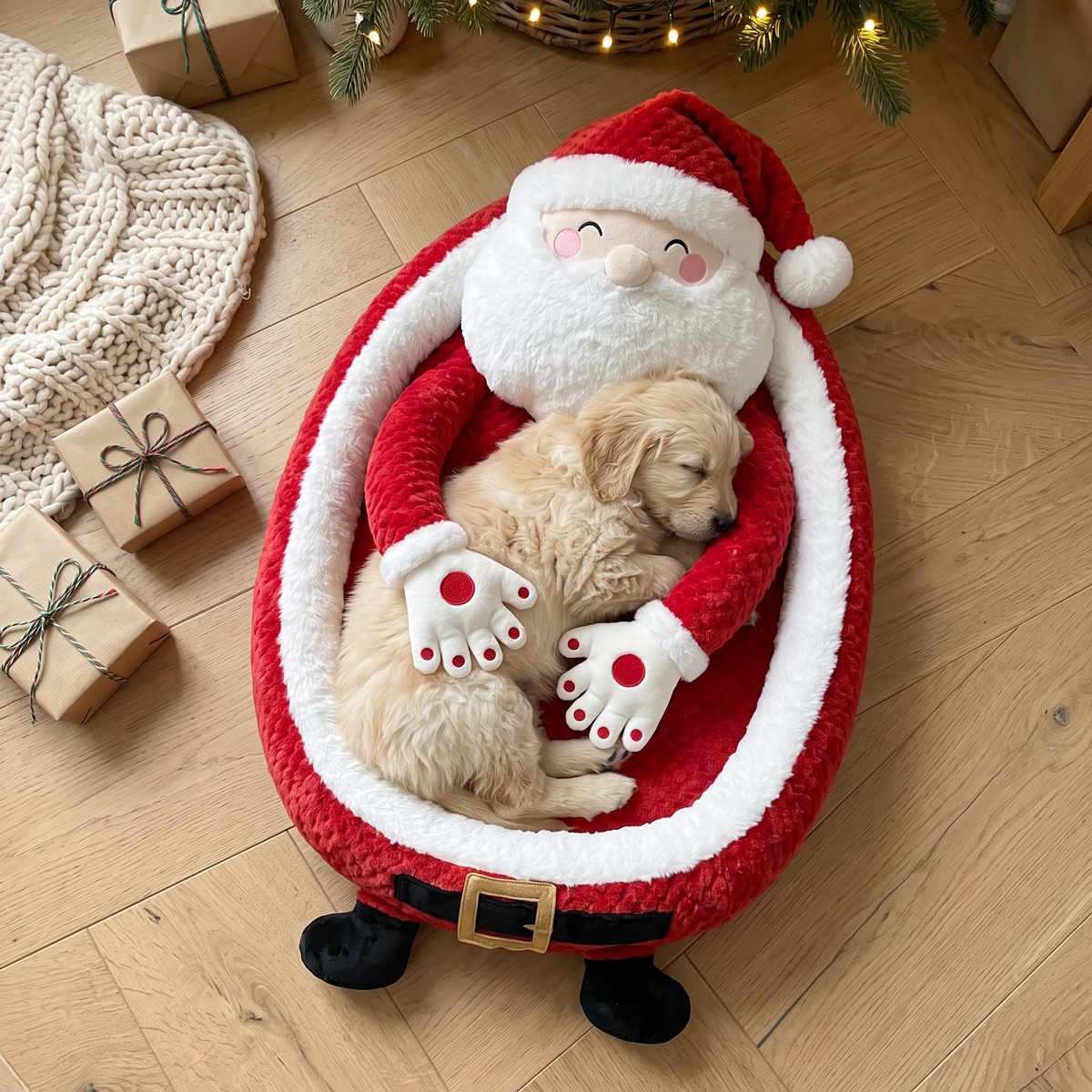 SnuggyClaus™ Santa Hug Dog Bed